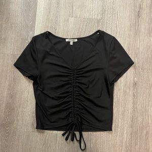 papaya v neck crop top black